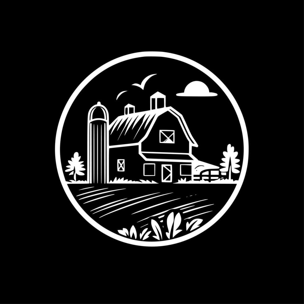 Farm - Black and White Isolated Icon - Vector illustration