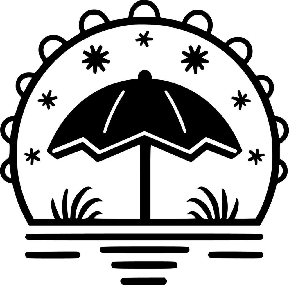 Summer - Black and White Isolated Icon - Vector illustration