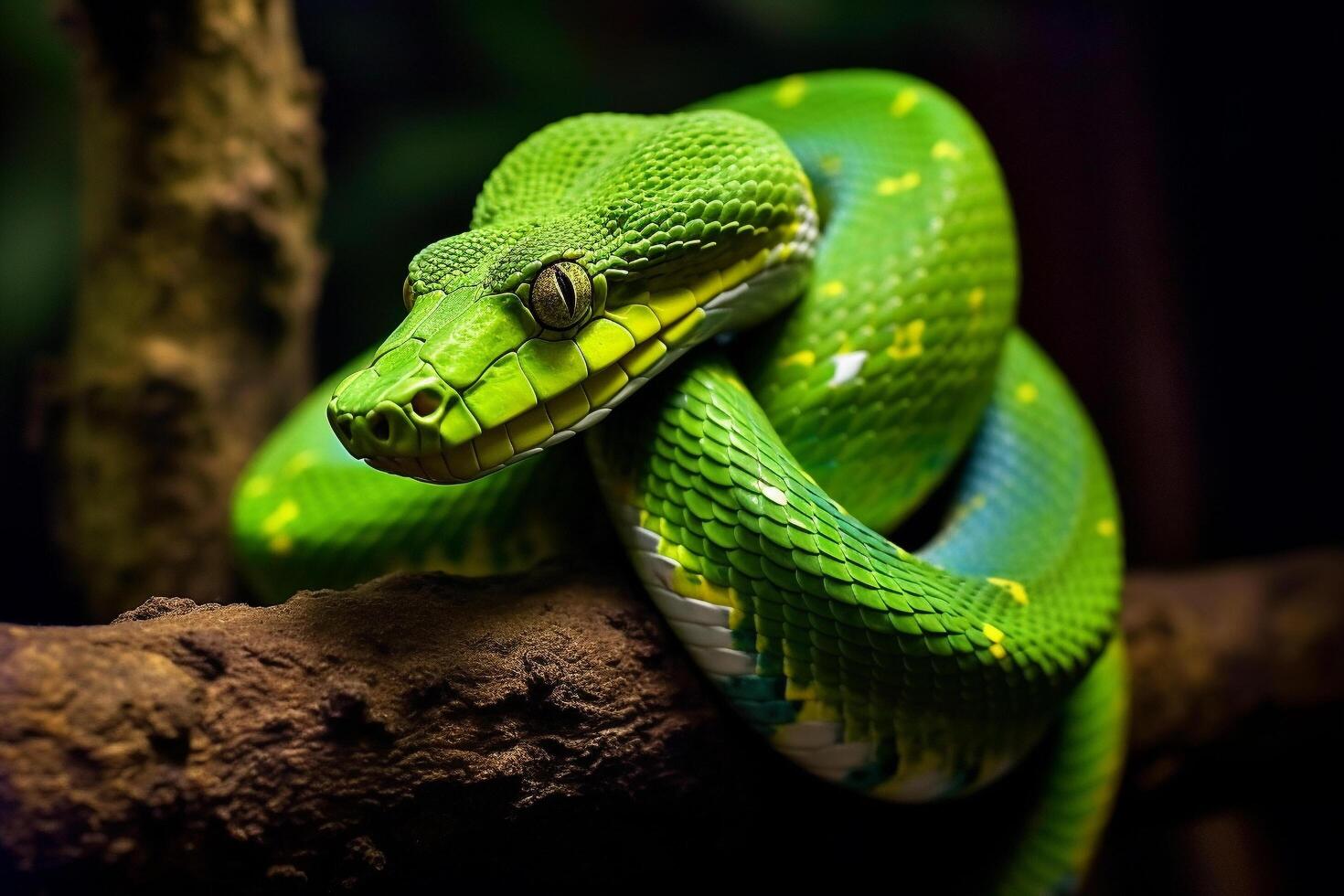 serpiente en un árbol ai generativo foto