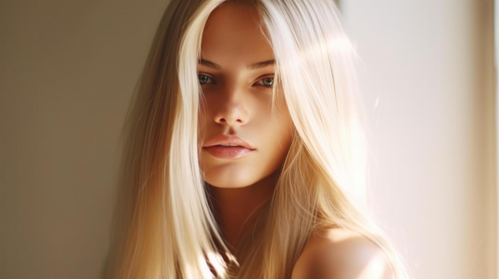 Blond hair beautiful model. Illustration photo