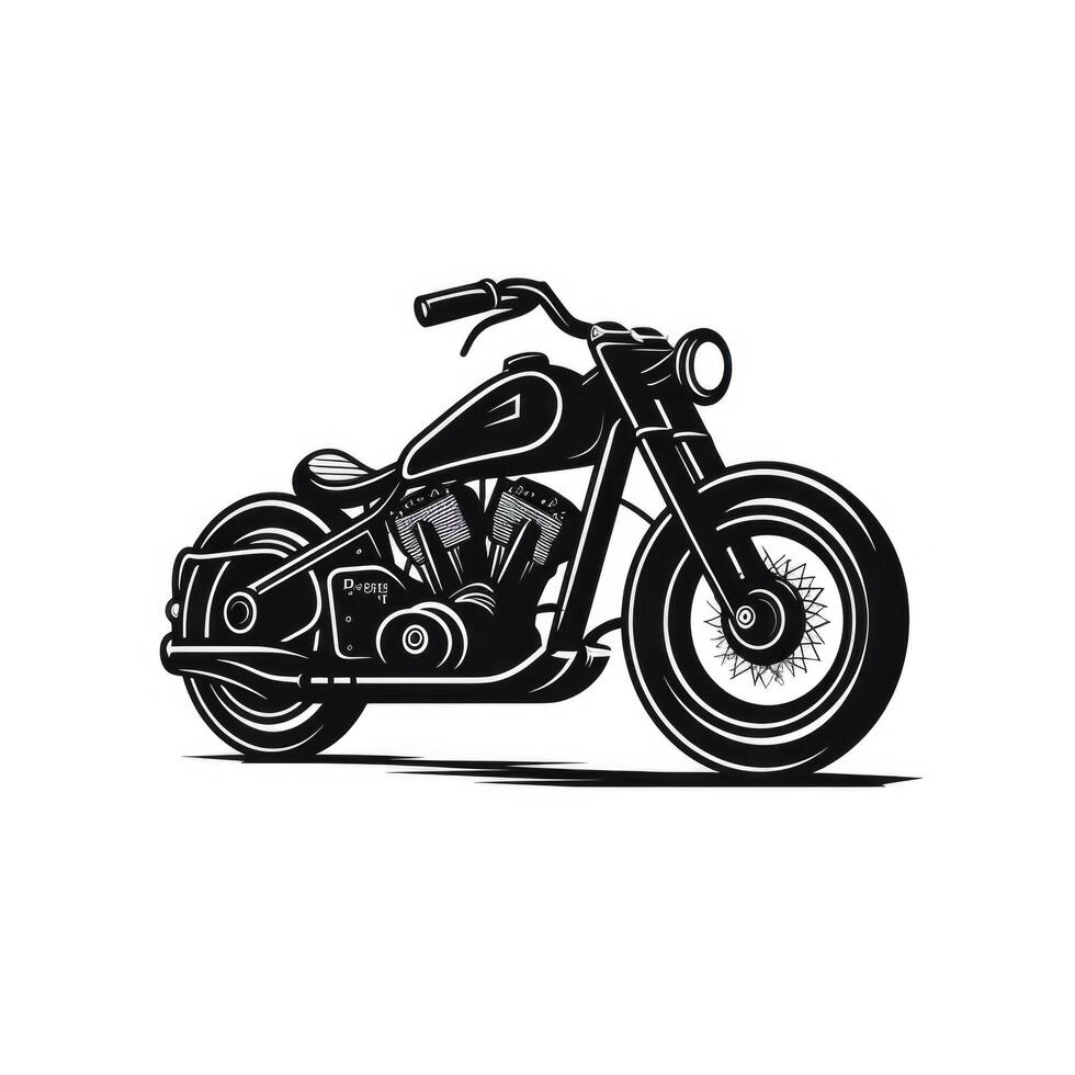 Retro black motorcycle. Illustration photo