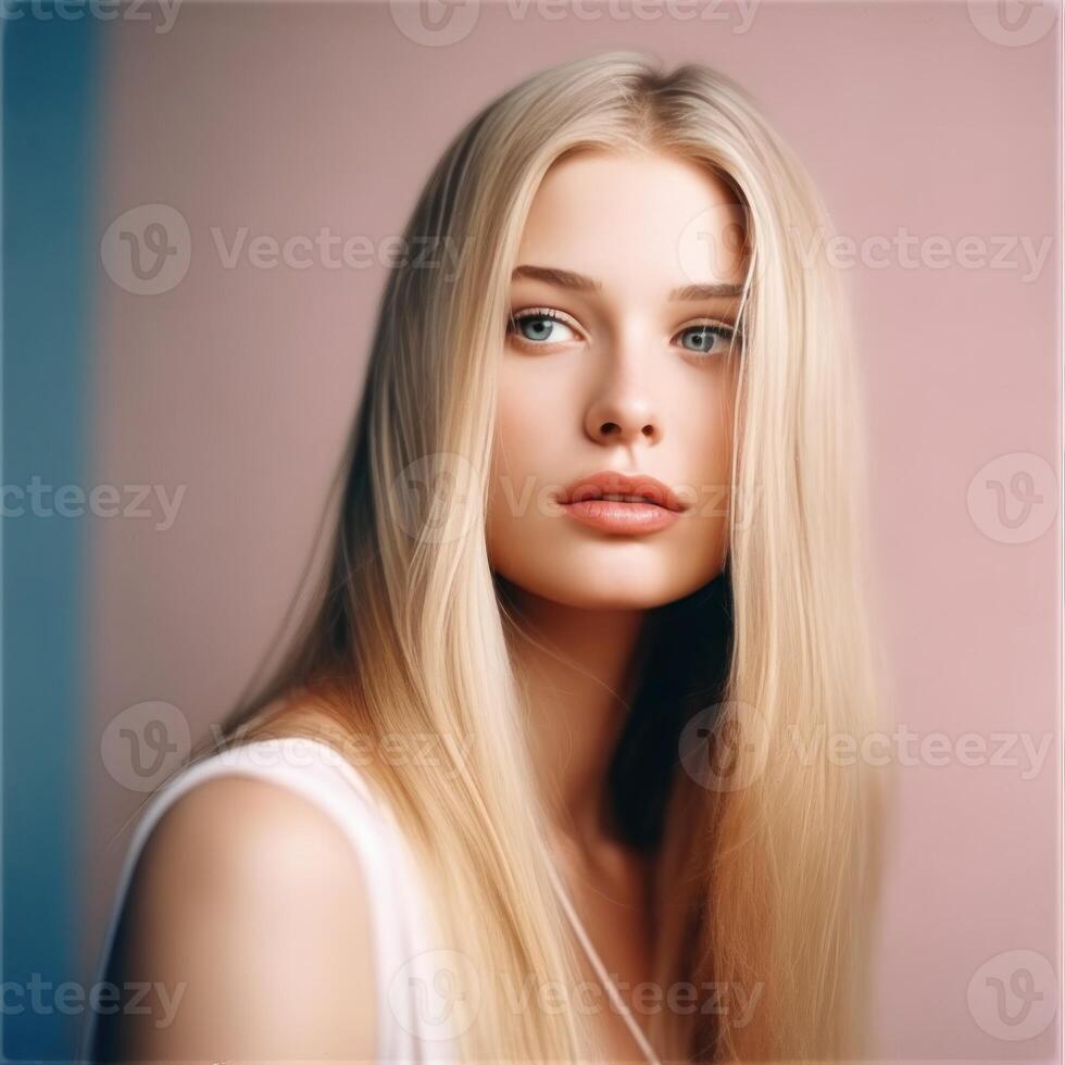 Blond hair beautiful model. Illustration photo