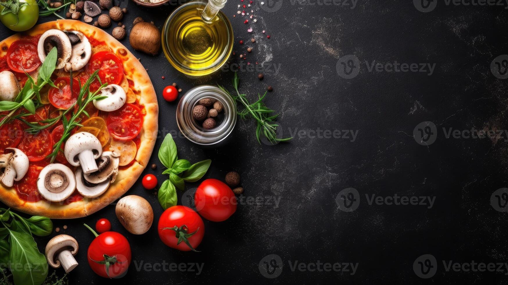 Pizza making background. Illustration photo