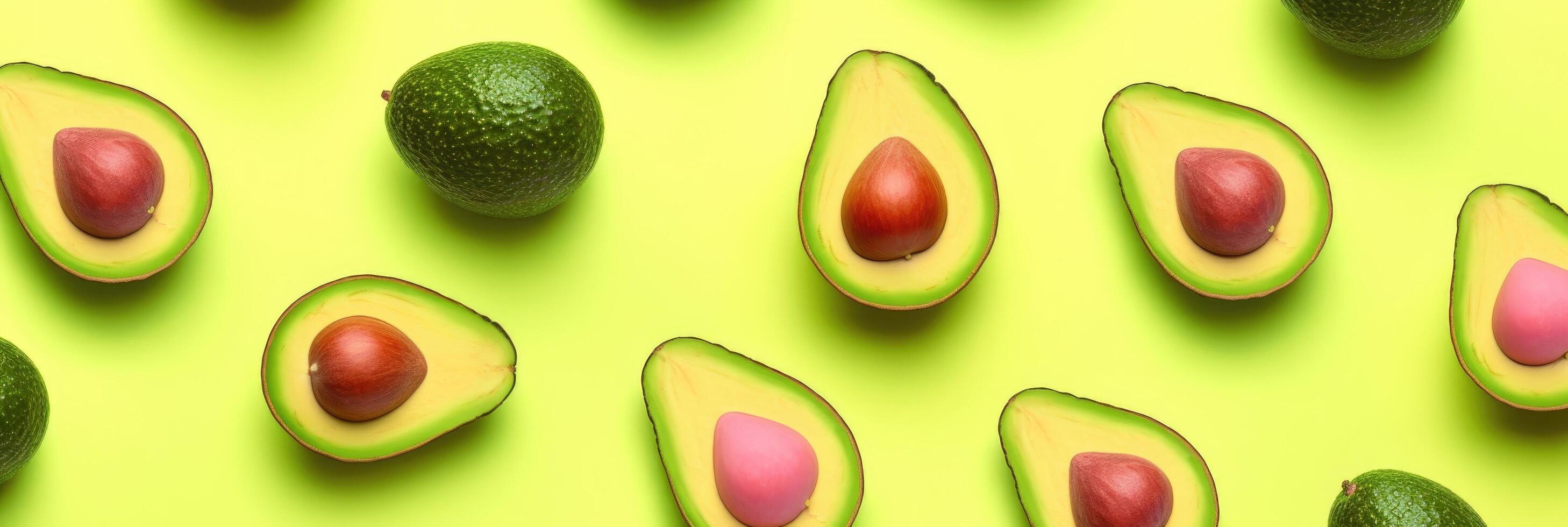 Green avocado background. Flat lay. Illustration photo