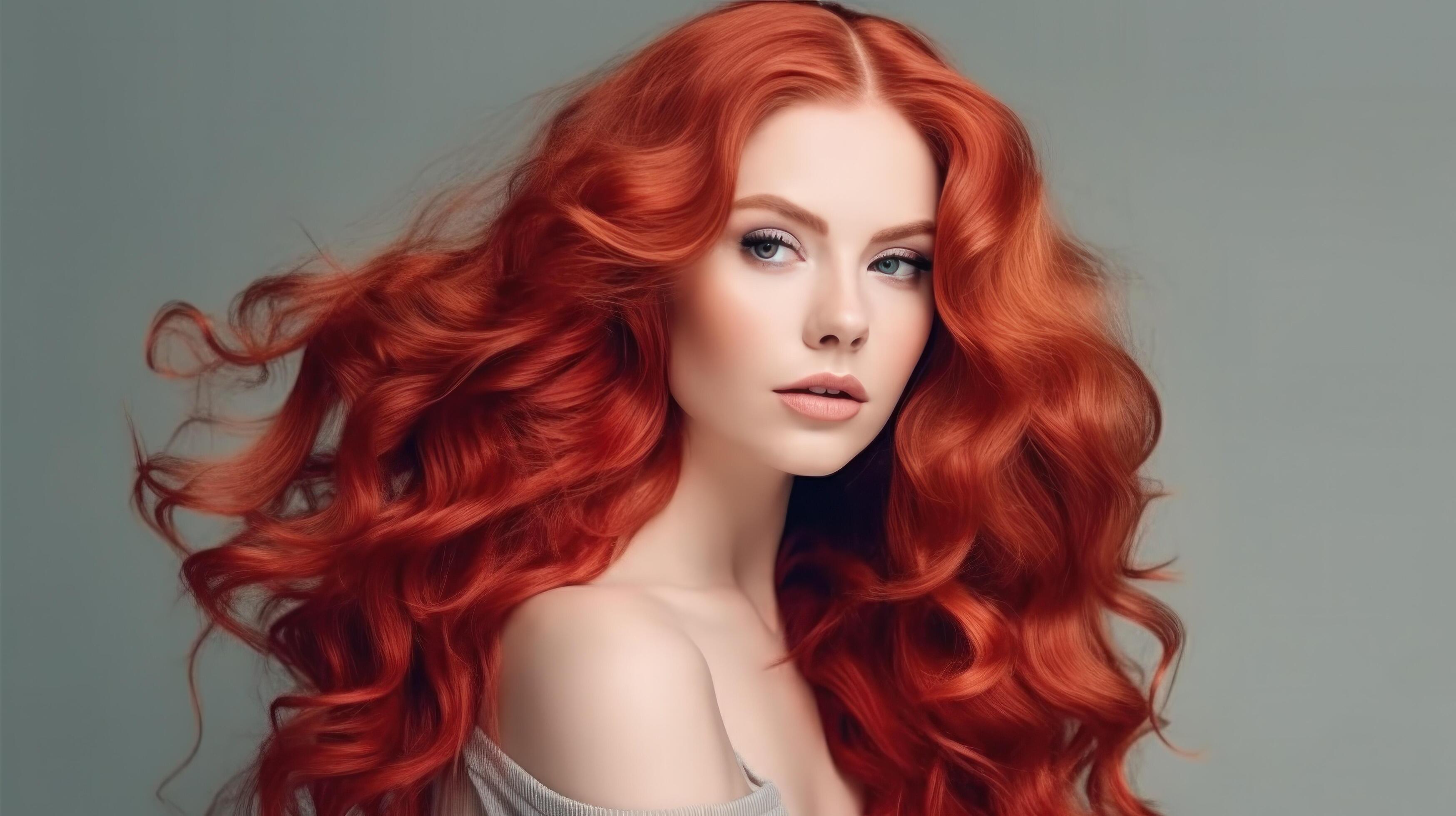 Long red curly hair girl. Illustration AI Generative 24569651 Stock ...