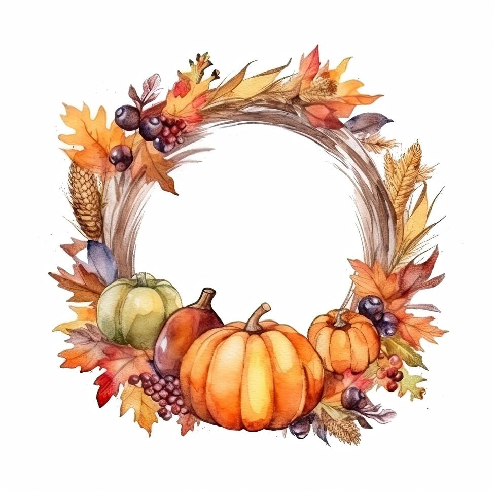 Watercolor Thanksgiving Day Natural Background. Illustration photo