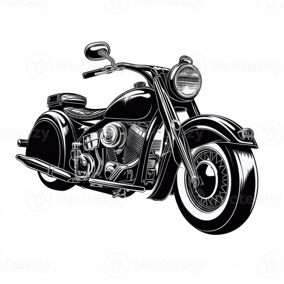 Retro black motorcycle. Illustration photo