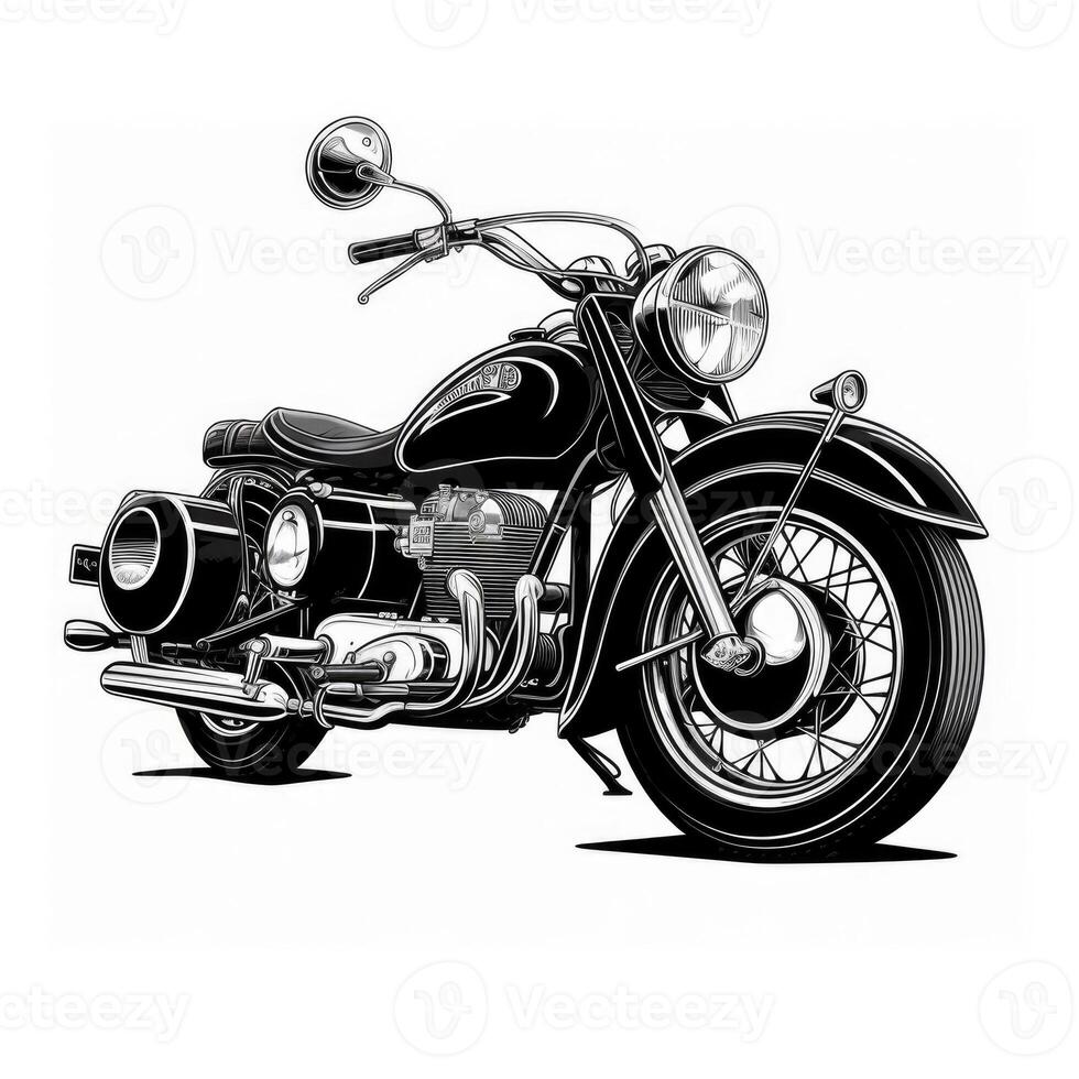 Retro black motorcycle. Illustration photo