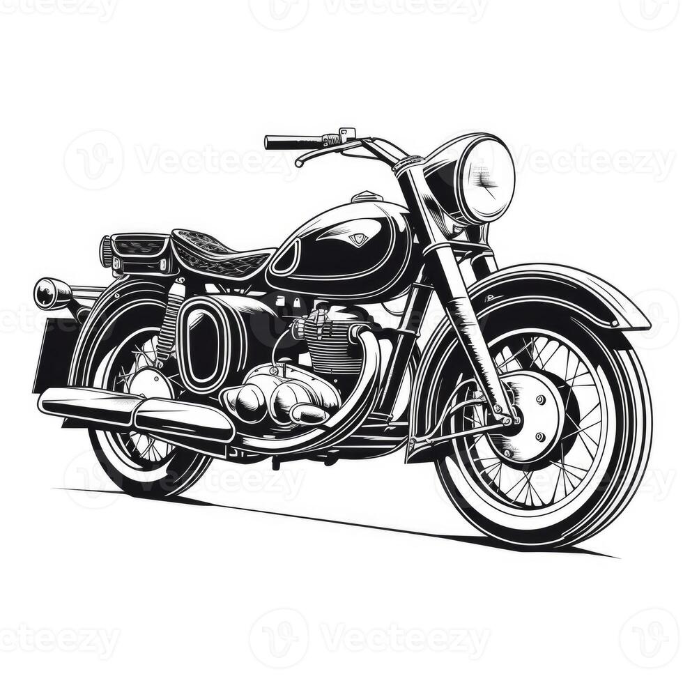 Retro black motorcycle. Illustration photo