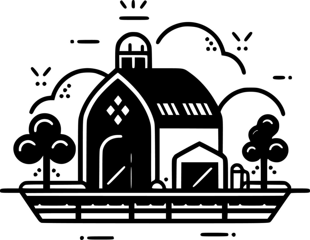 Farm, Minimalist and Simple Silhouette - Vector illustration