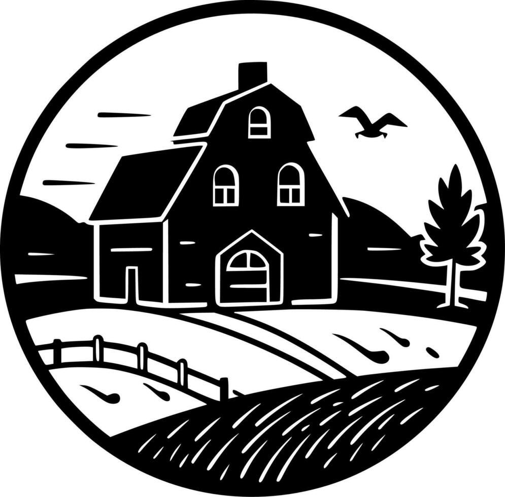 Farm, Minimalist and Simple Silhouette - Vector illustration