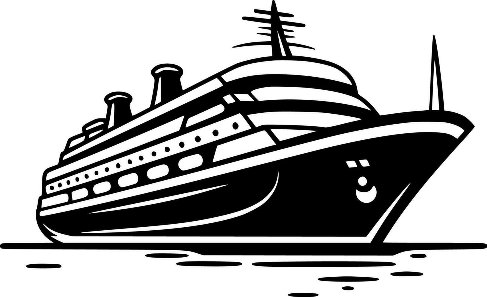 Cruise, Black and White Vector illustration