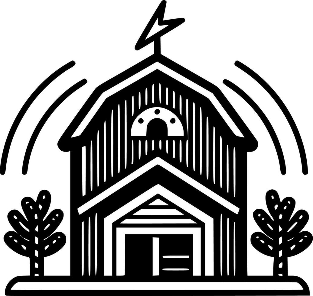 Farm - Black and White Isolated Icon - Vector illustration