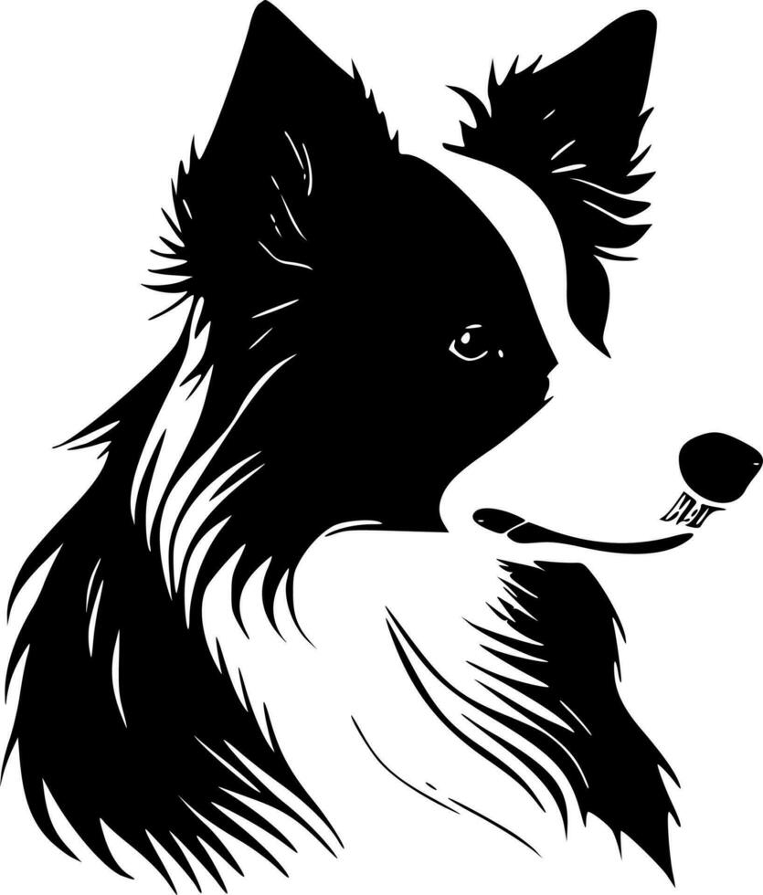 frontera collie - negro y blanco aislado icono - vector ilustración