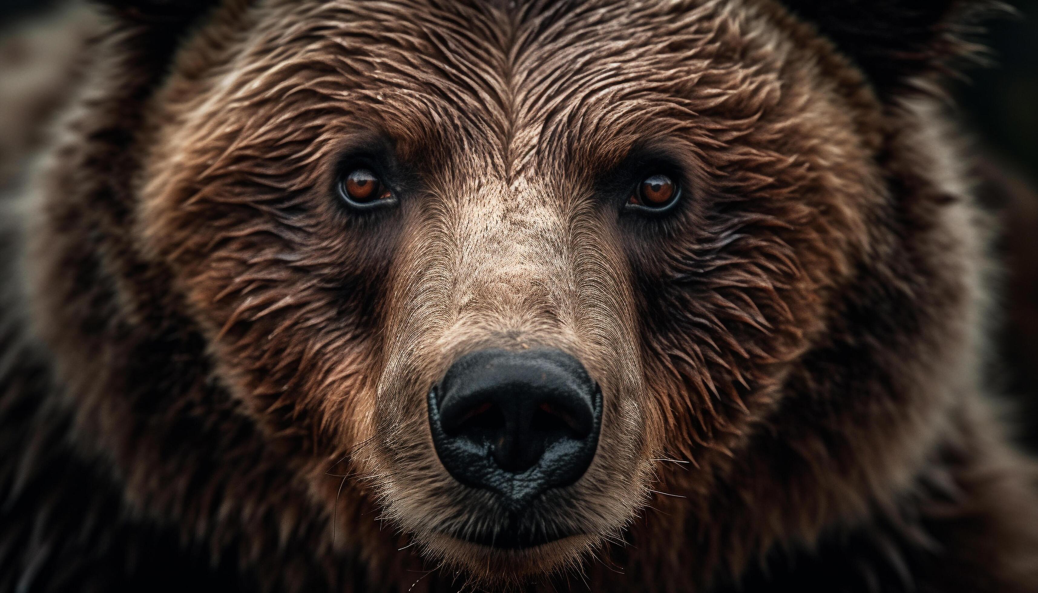 Large grizzly bear looking at camera in forest generated by AI 24569934