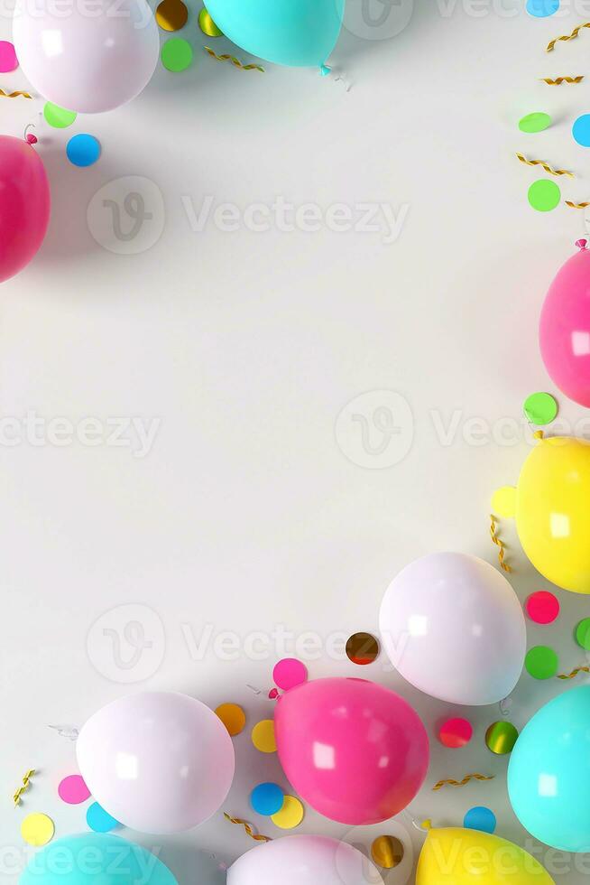 Fun colorful balloons vectical copy space composition photo