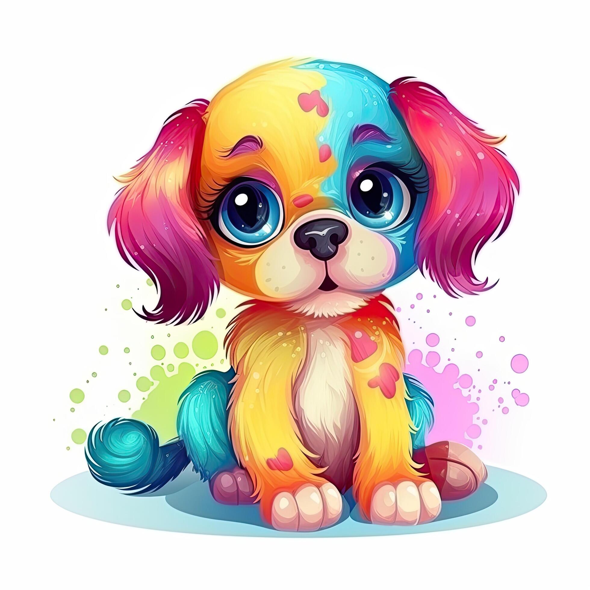 Colorful puppy coloring page bundle. Cute and colorful puppy set ...