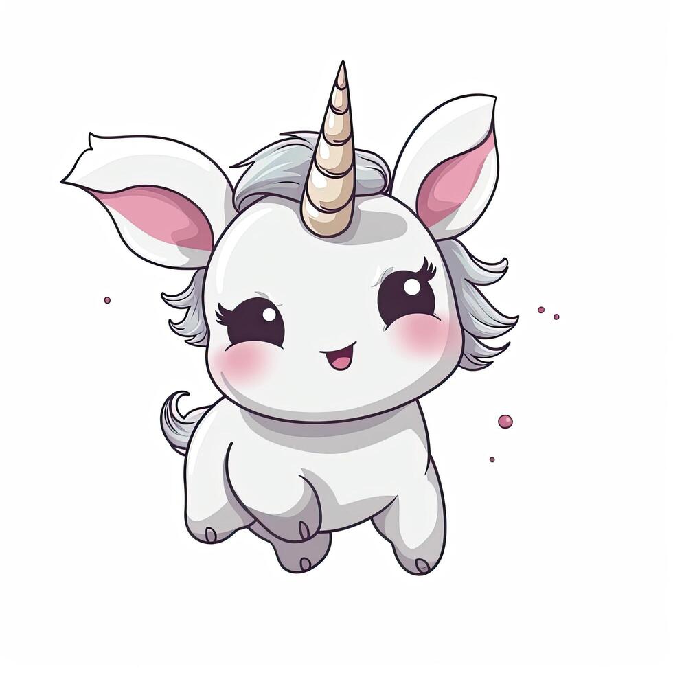 Cute unicorn cartoon set design. Cute baby unicorn illustration with happy faces. Baby unicorn collection with rainbow colors. Unicorn cub flying illustration on a white background. . photo