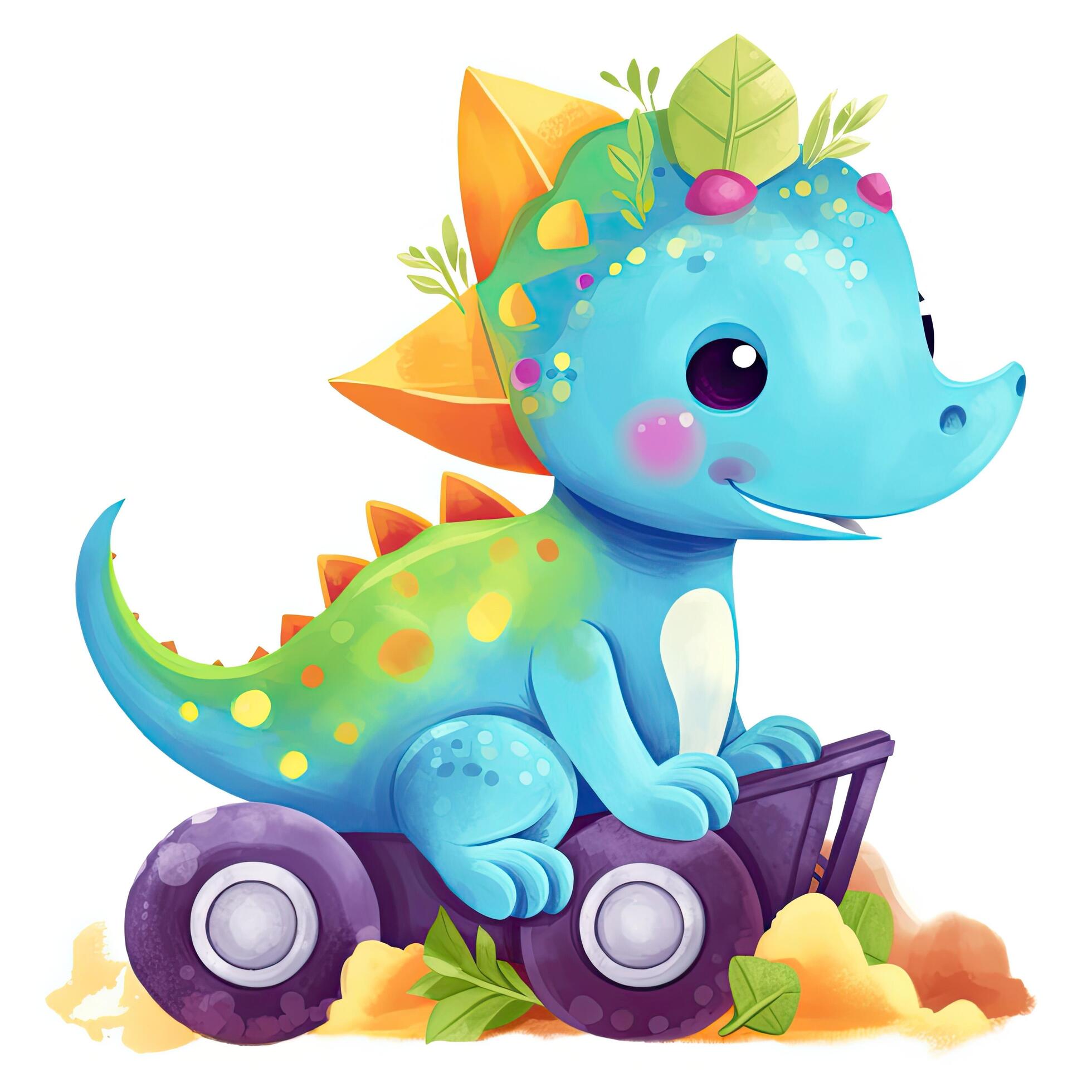 Cute Little Dinosaur Jumping Illustration Cartoon · Creative Fabrica