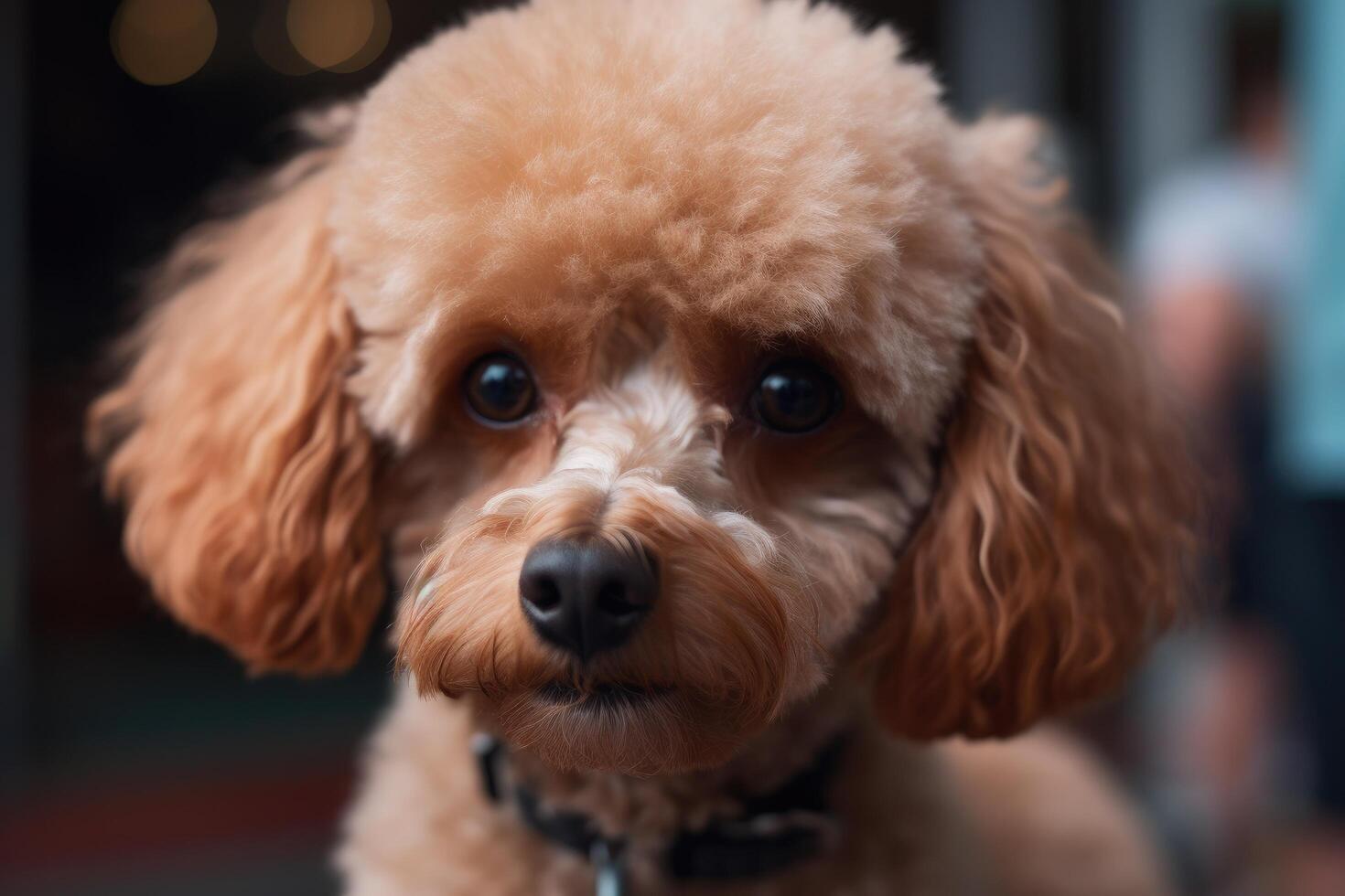 Portrait of a cute poodle puppy. Shallow depth of field. photo