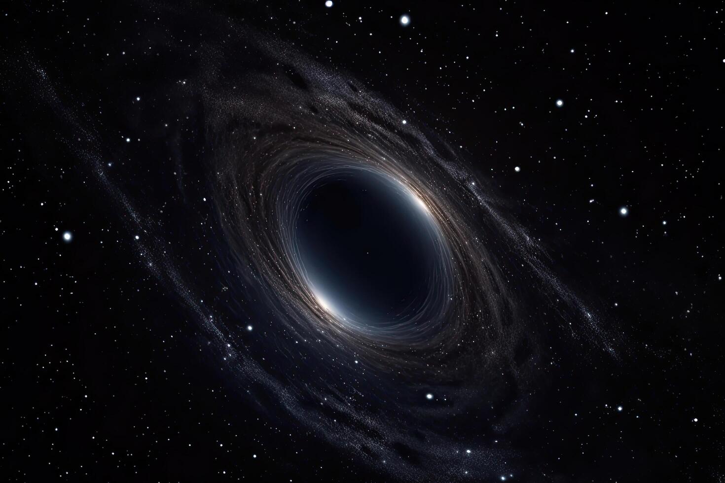 The black hole in space. A black hole in deep space with stars, photo