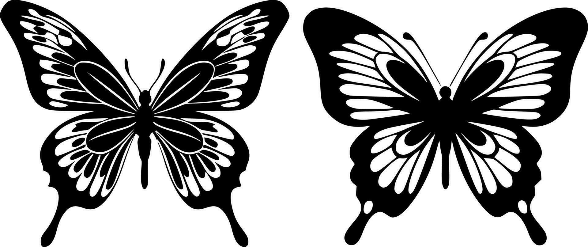 mariposas - negro y blanco aislado icono - vector ilustración