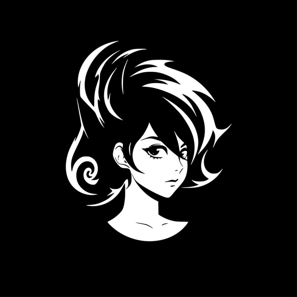 anime - negro y blanco aislado icono - vector ilustración