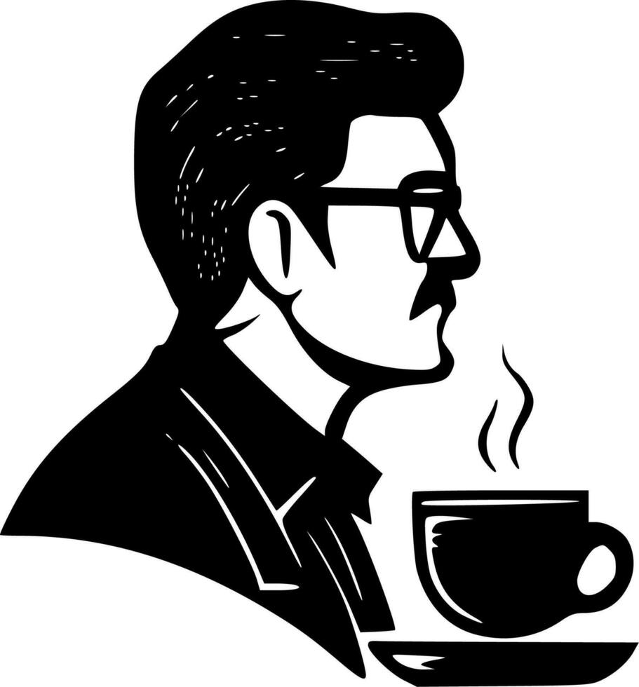 café - negro y blanco aislado icono - vector ilustración