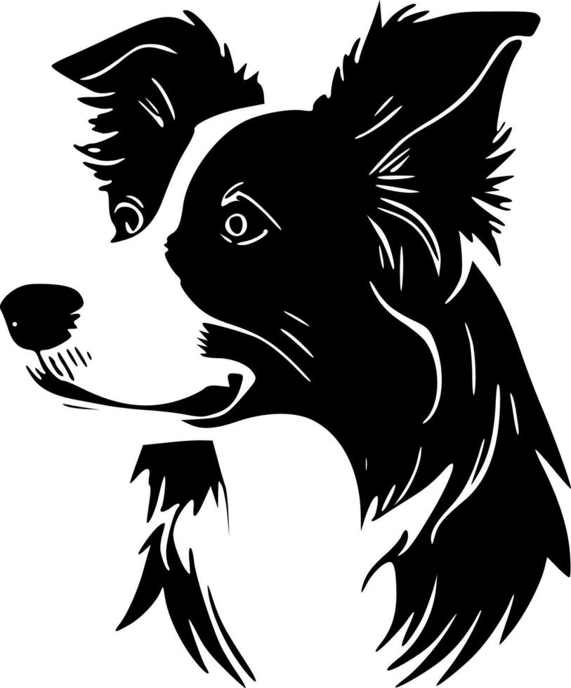 frontera collie - negro y blanco aislado icono - vector ilustración