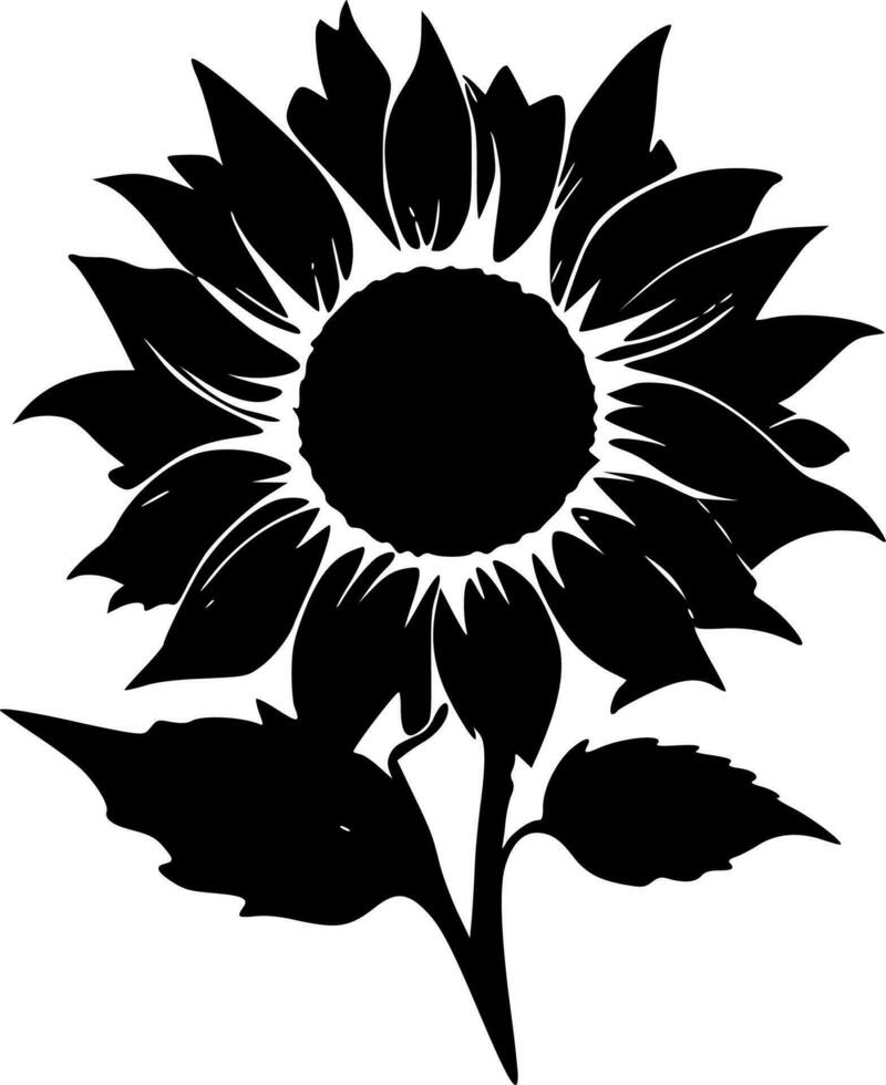 Sunflower, Black and White Vector illustration