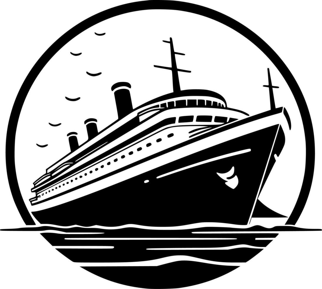 Cruise, Black and White Vector illustration