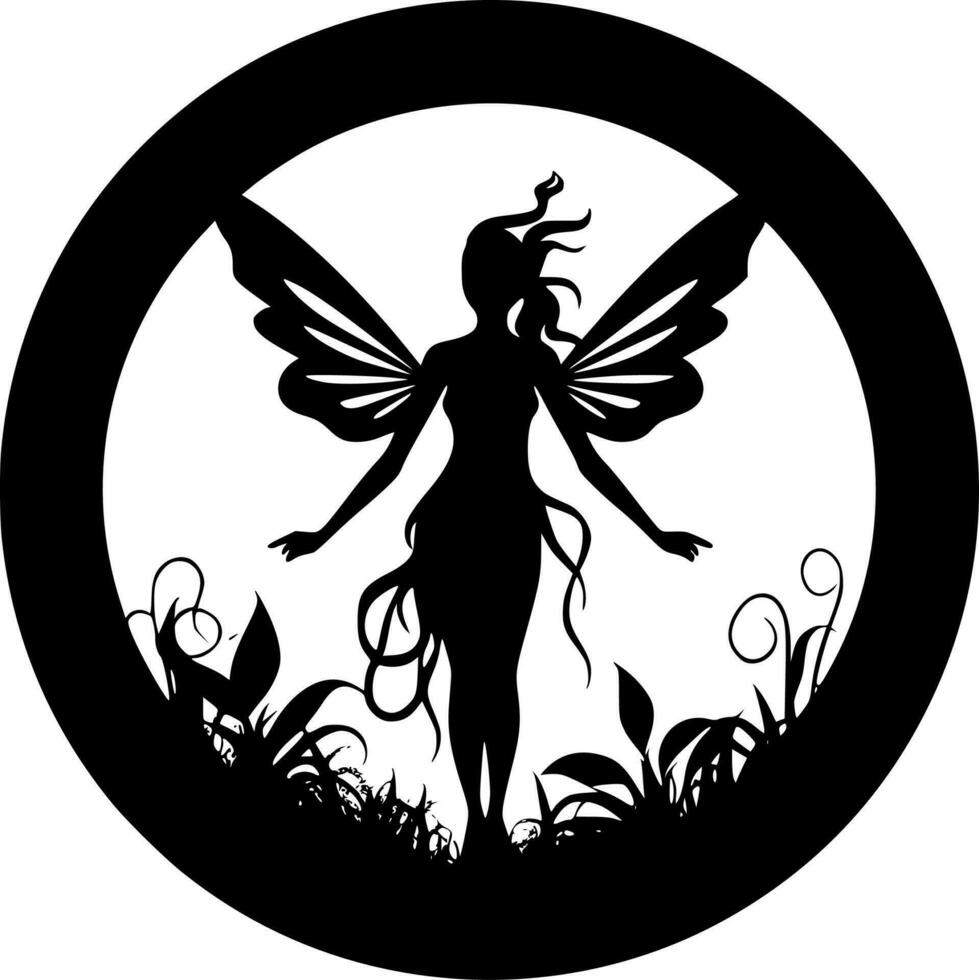 Fairy, Black and White Vector illustration