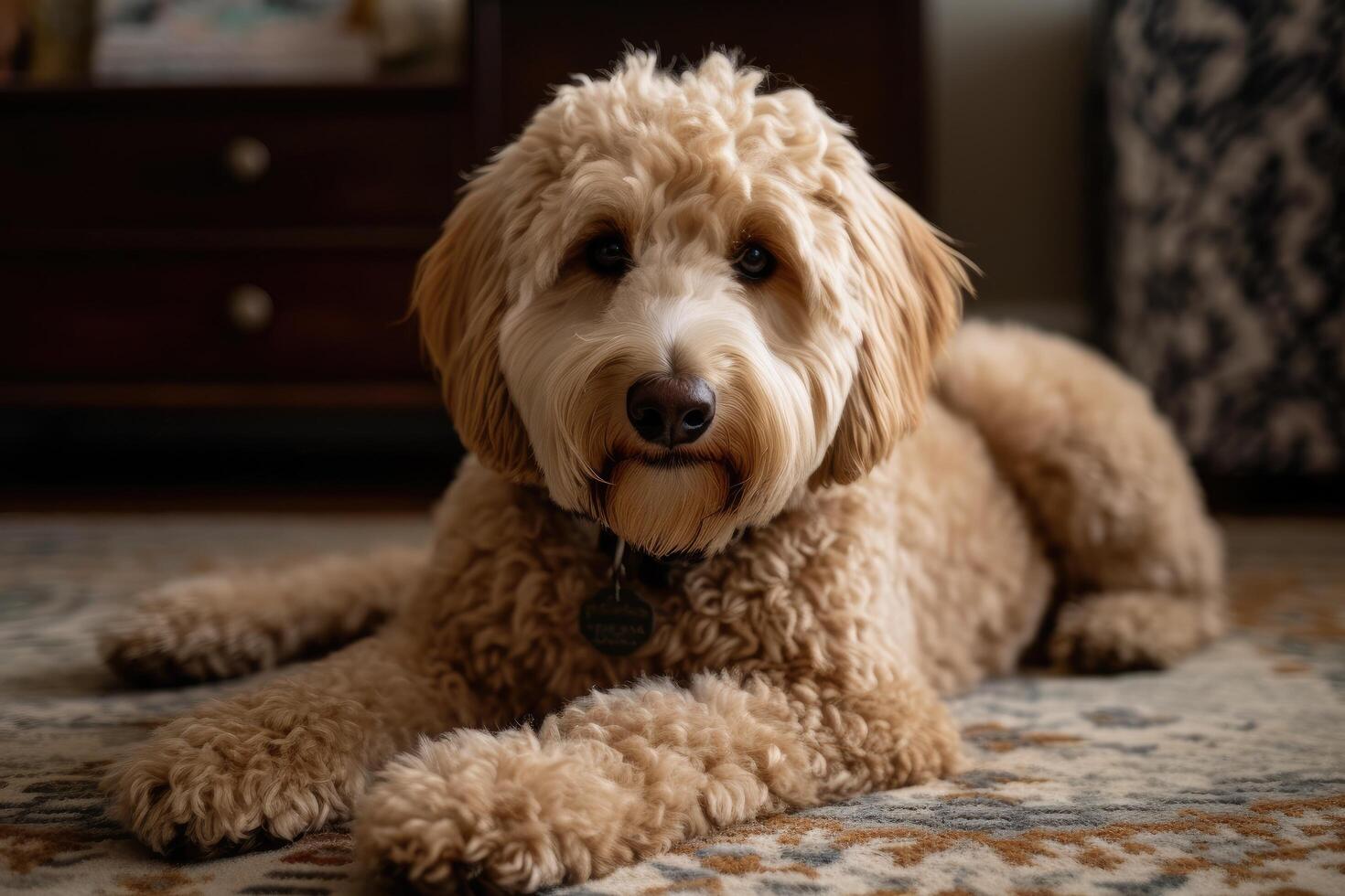 australiano labradoodle es un mezcla Entre el Labrador perdiguero y cocker spaniel. ai generado foto