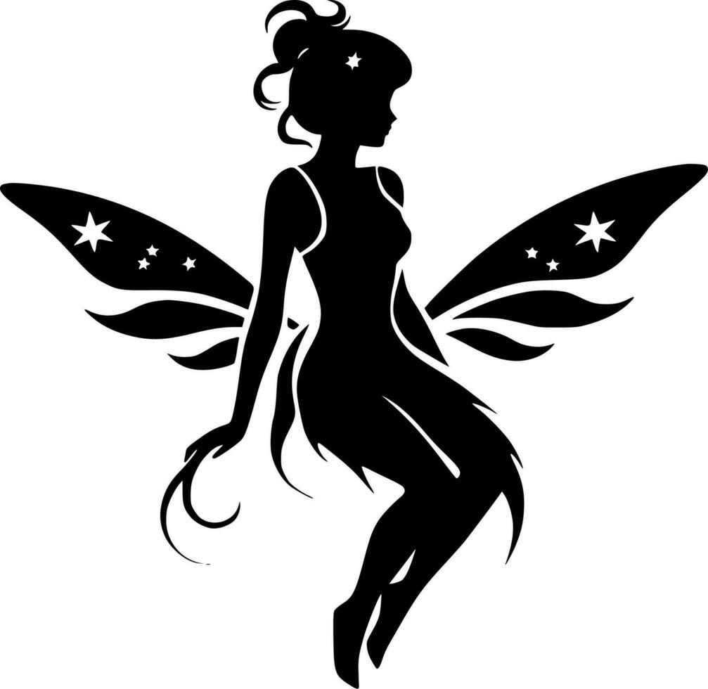 Fairy, Black and White Vector illustration