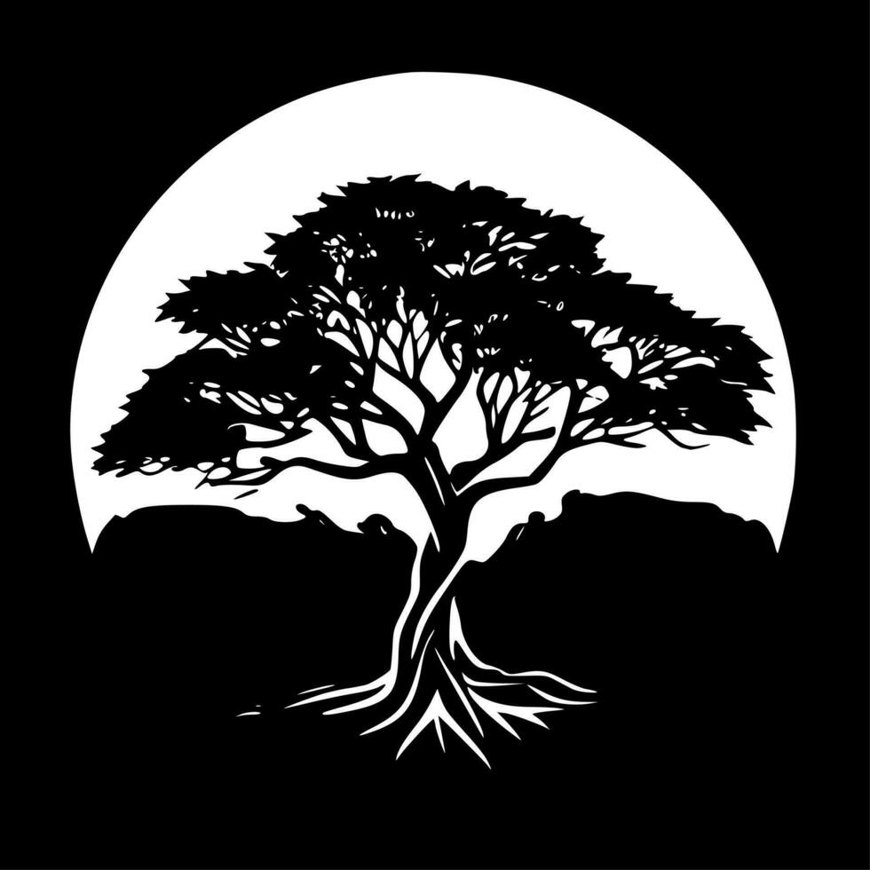 árbol de vida, negro y blanco vector ilustración