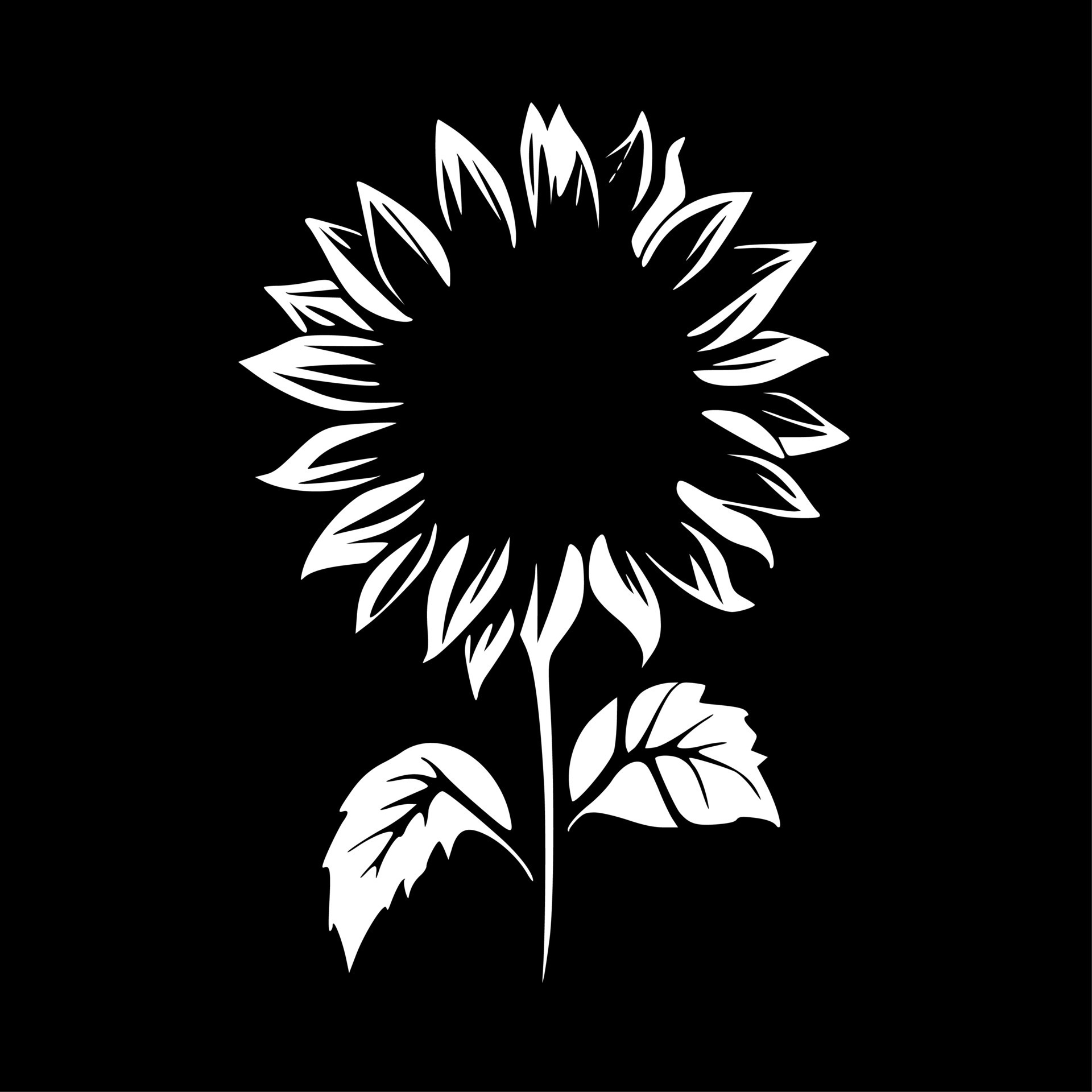 Sunflower - Black and White Isolated Icon - Vector illustration