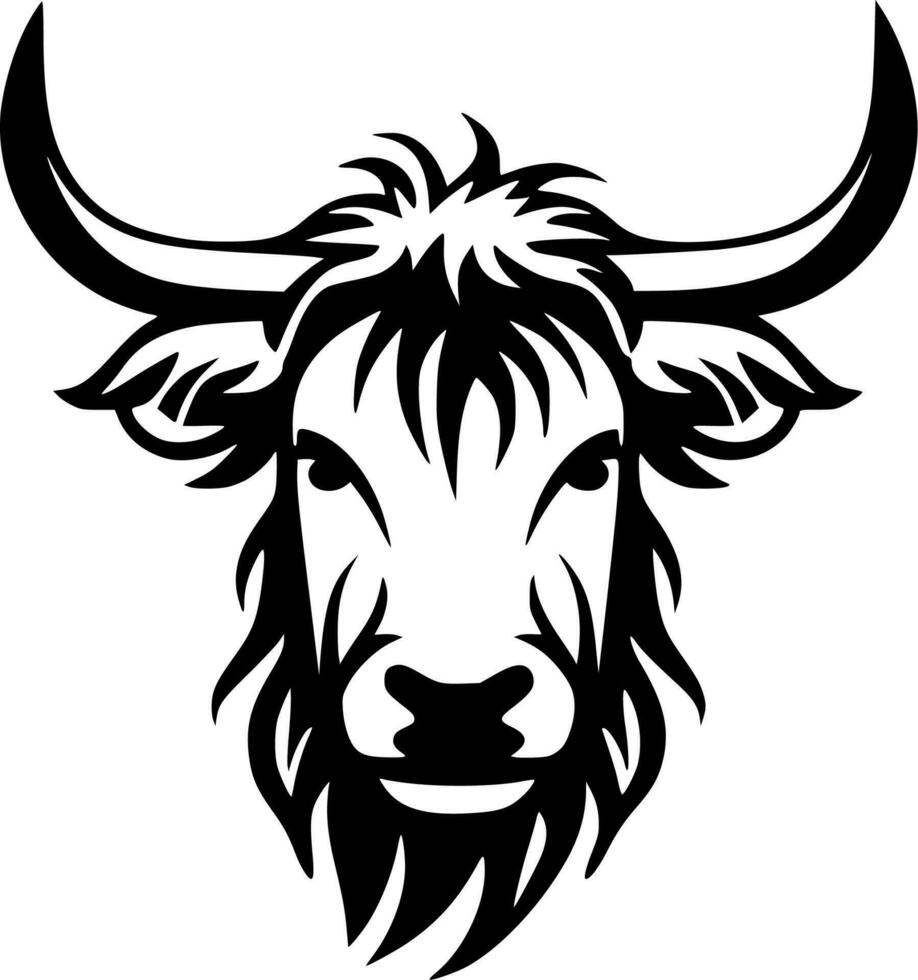 Highland Cow - Minimalist and Flat Logo - Vector illustration