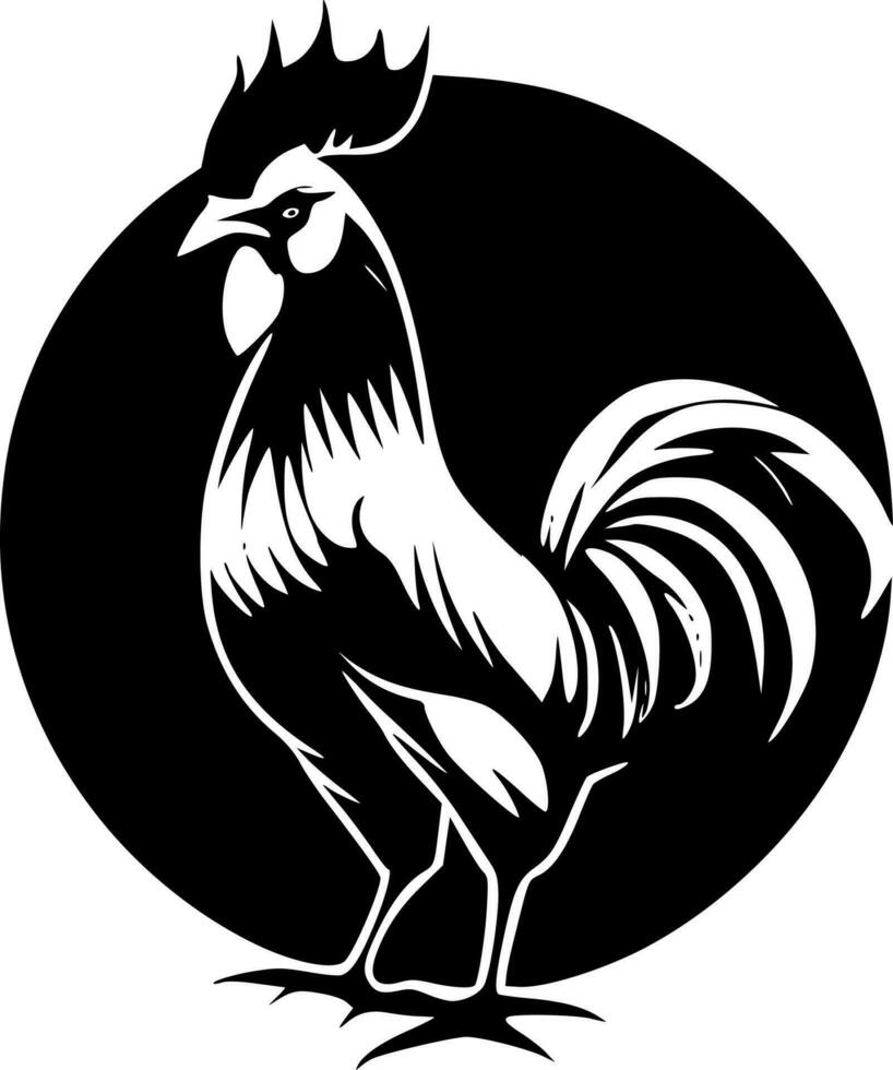 gallo - negro y blanco aislado icono - vector ilustración