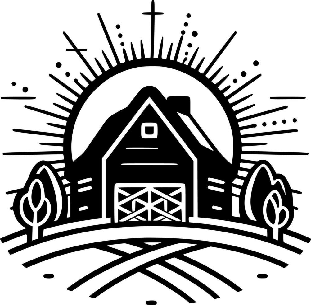 Farm, Minimalist and Simple Silhouette - Vector illustration