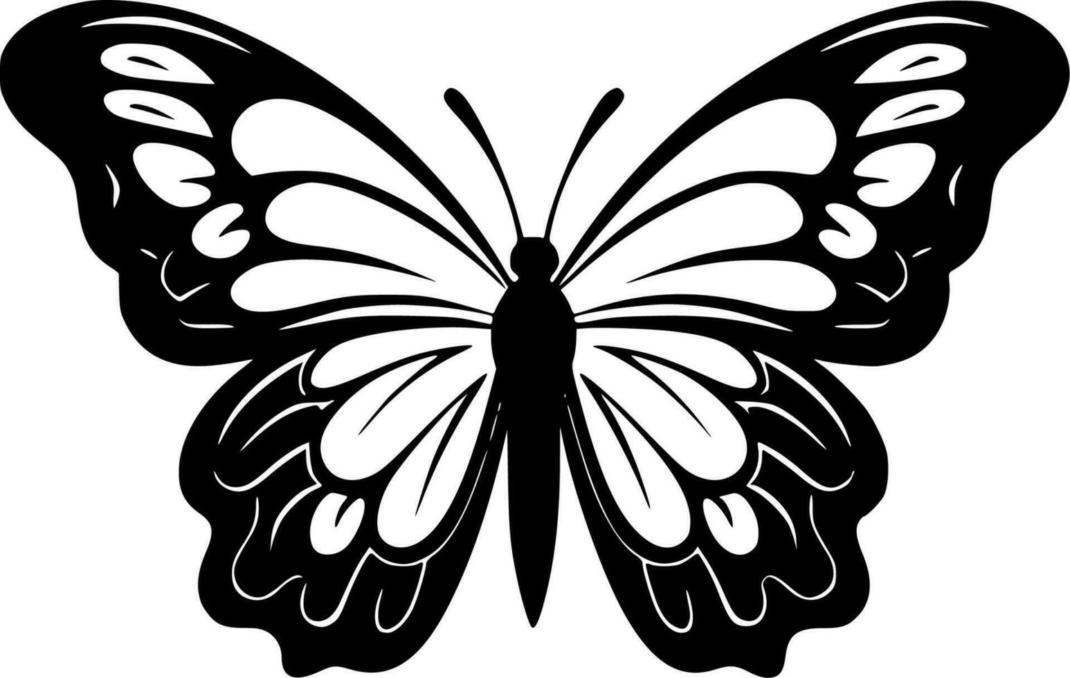 mariposa - negro y blanco aislado icono - vector ilustración