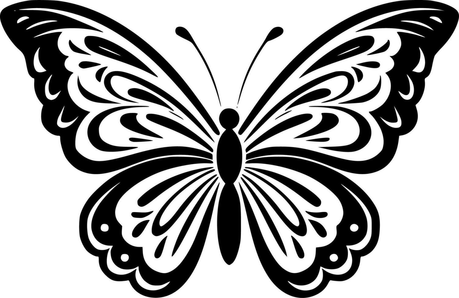 Butterfly, Black and White Vector illustration