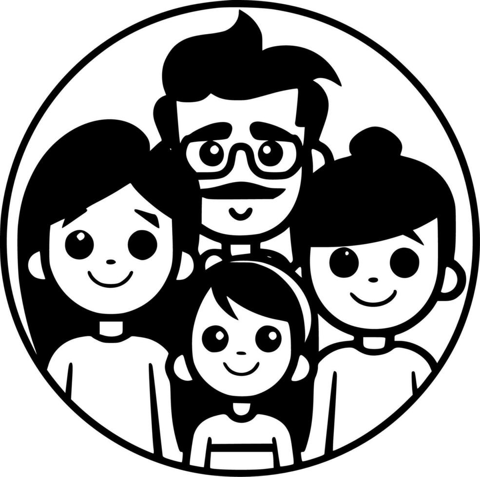 Family - Black and White Isolated Icon - Vector illustration