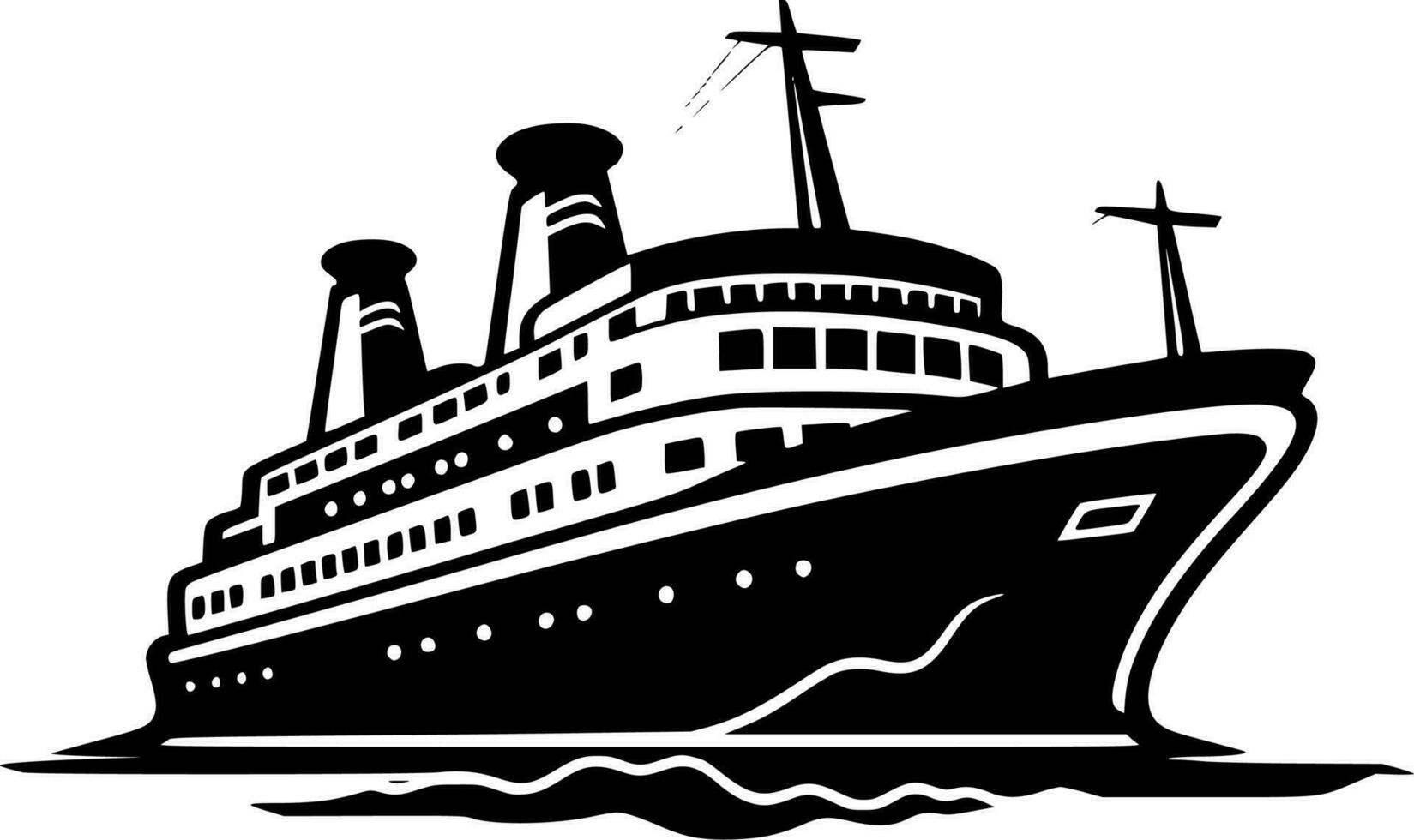 crucero - negro y blanco aislado icono - vector ilustración