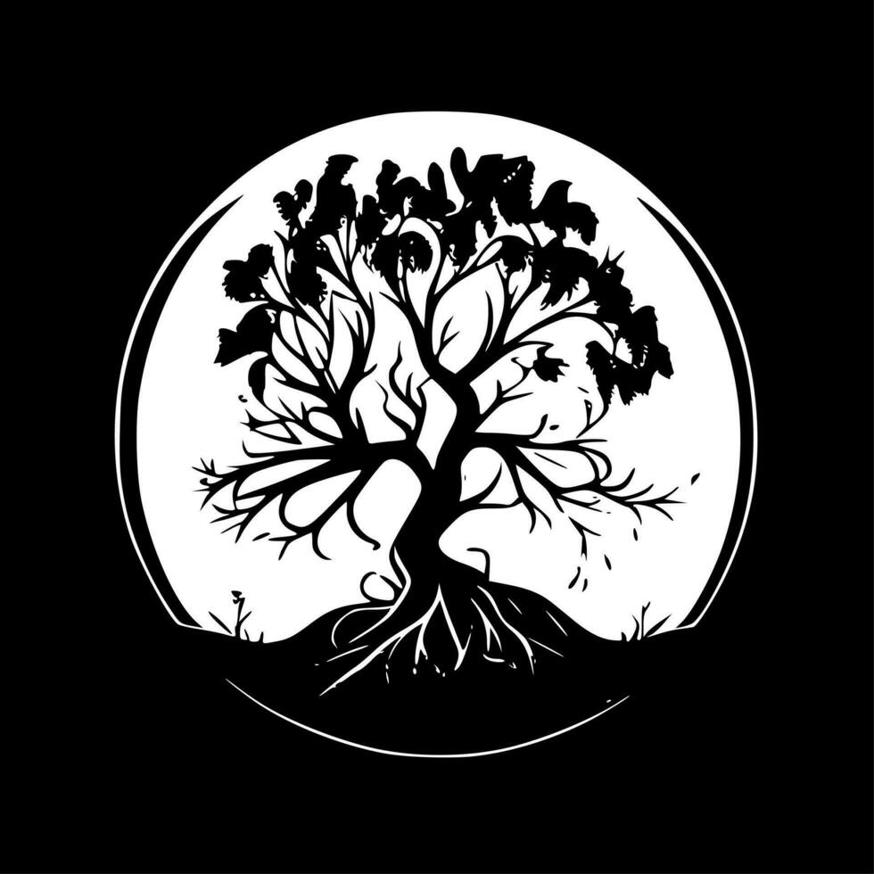 árbol de vida, negro y blanco vector ilustración