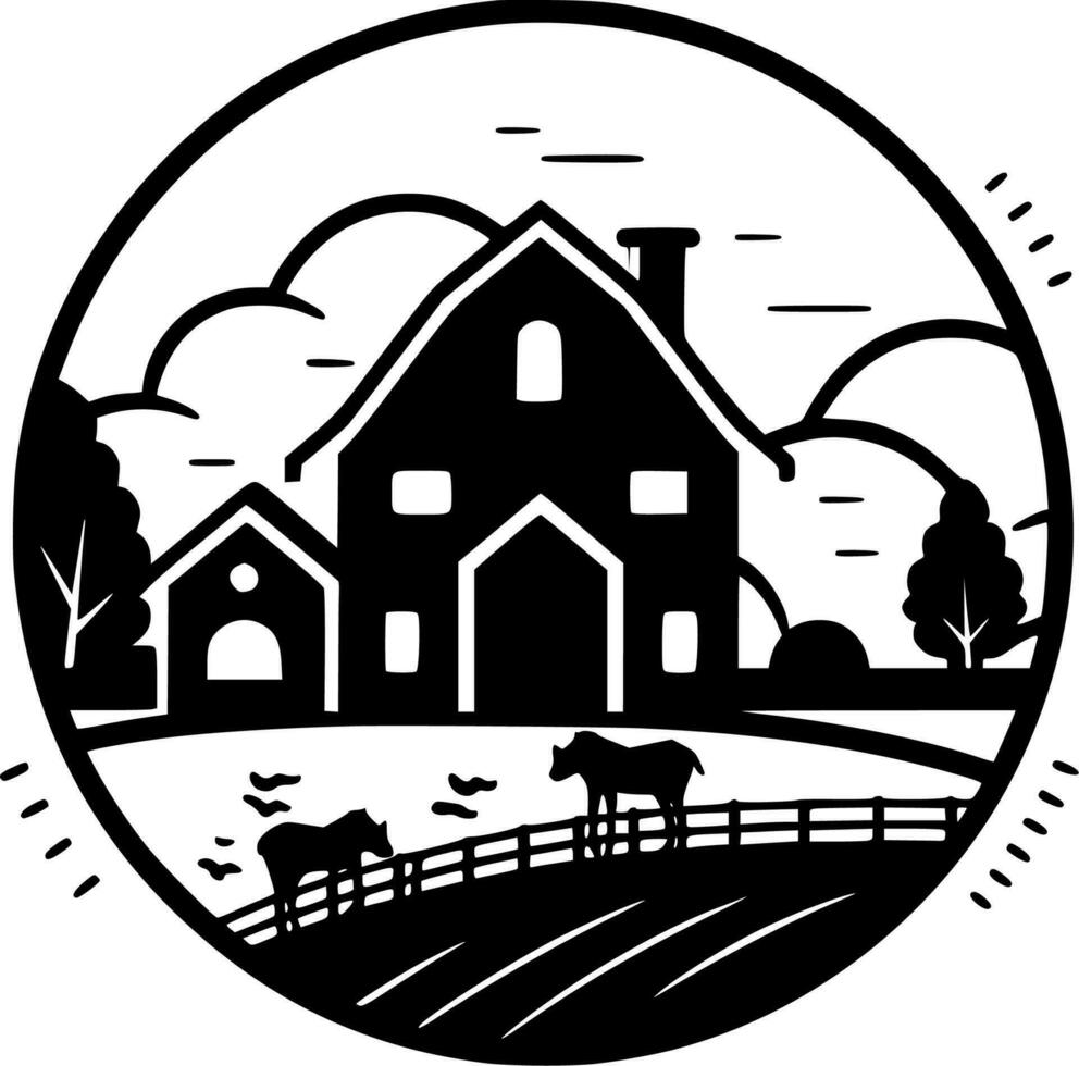 Farm - Black and White Isolated Icon - Vector illustration