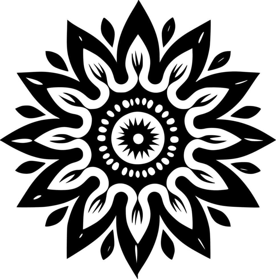Mandala, Black and White Vector illustration
