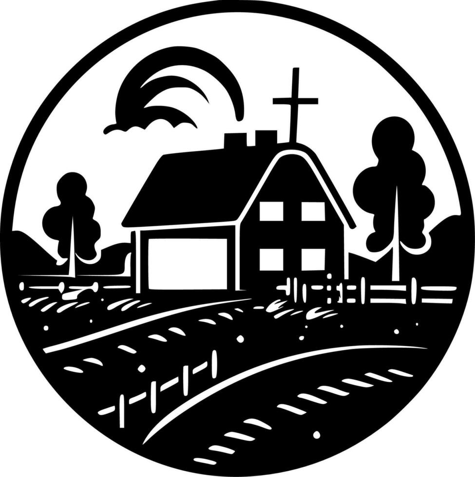 Farm - Black and White Isolated Icon - Vector illustration