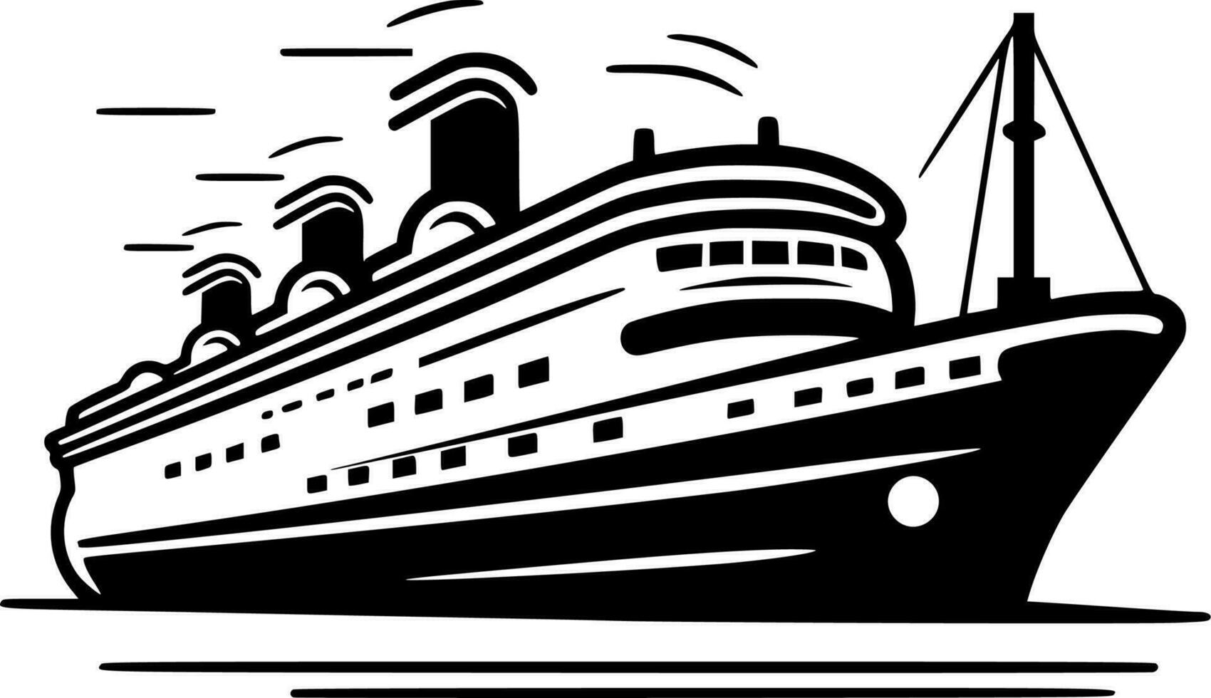 Cruise, Black and White Vector illustration