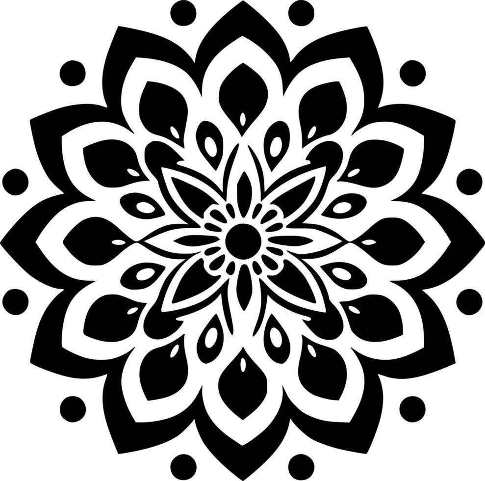 Mandala, Black and White Vector illustration