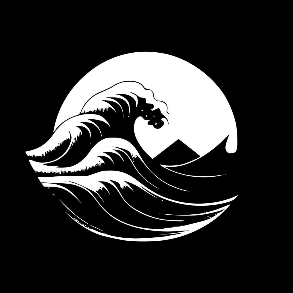 Waves - Black and White Isolated Icon - Vector illustration 24571020